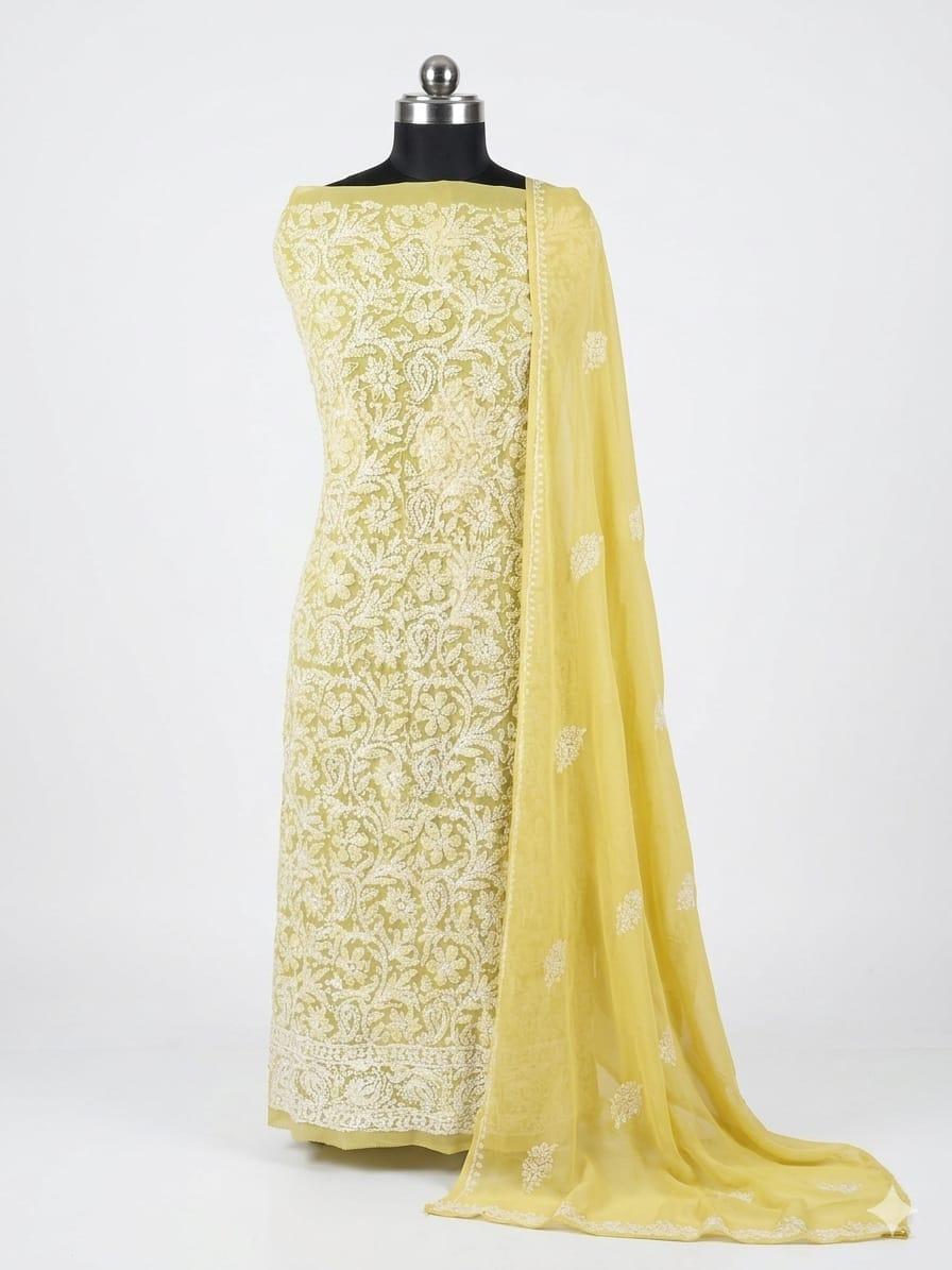 Chiffon 3 peice yellow - Image 1